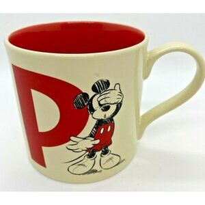 Disney Mickey Mouse Initial P Red  Ceramic  Mug Disney World Parks Authentic